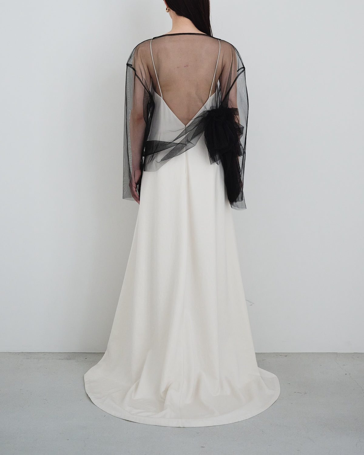 Tulle Asymmetric Drape Top