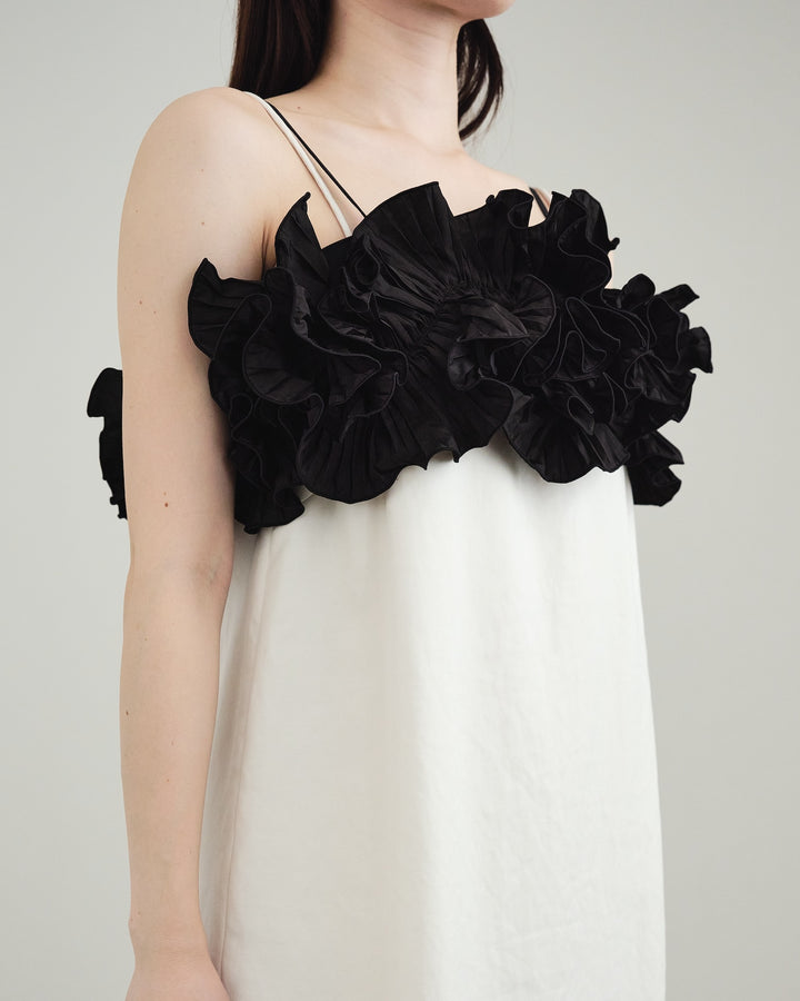 Taffeta Pleated Motif Bustier