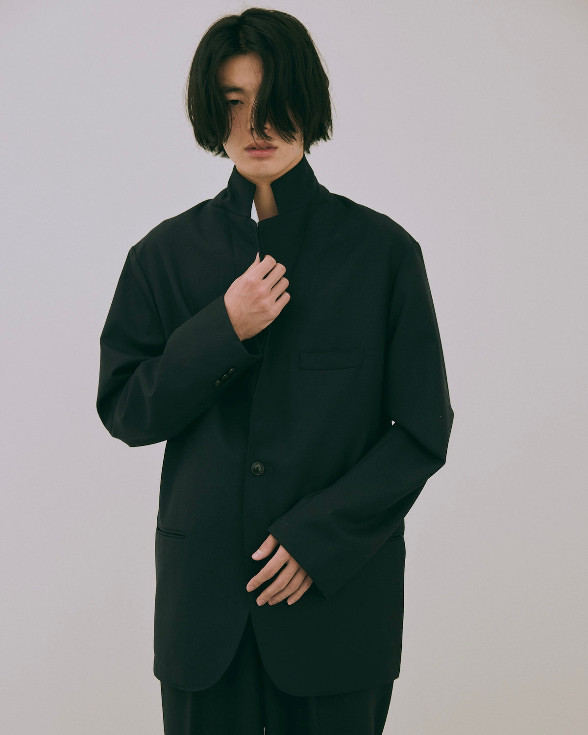 High-Twist Bishu Wool Single-Breasted Jacket