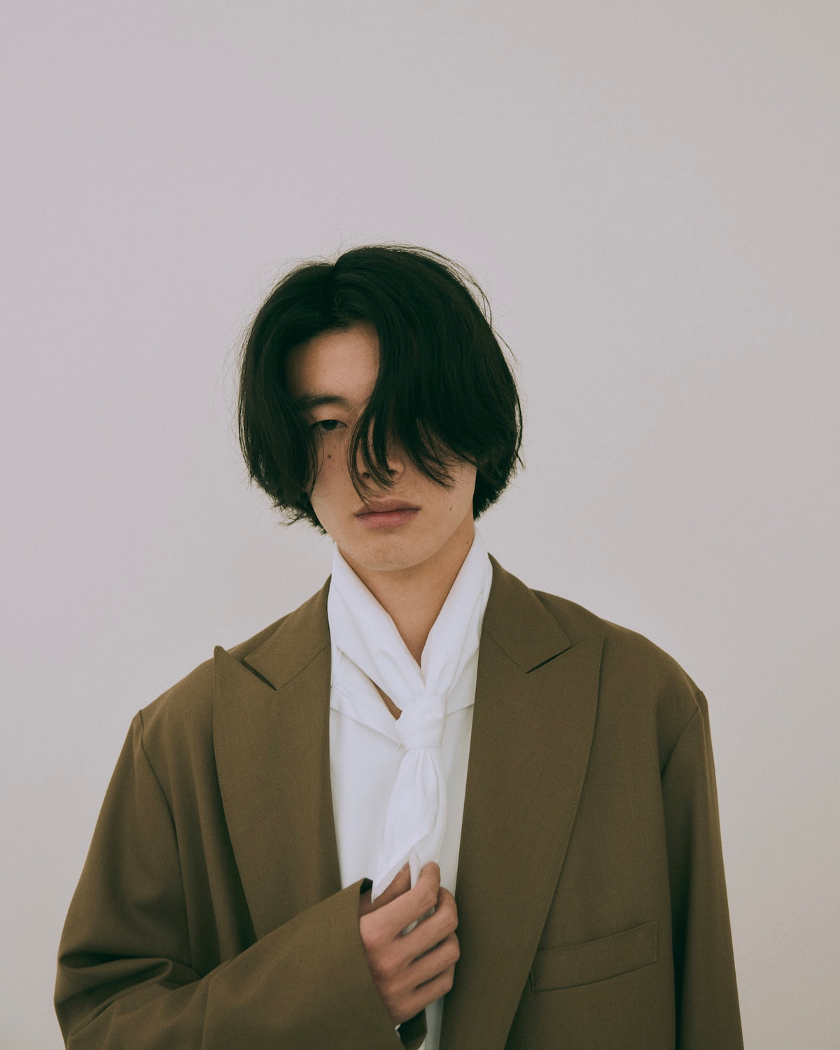 Suvin Giza Cotton Poplin Open-Collar Shirt