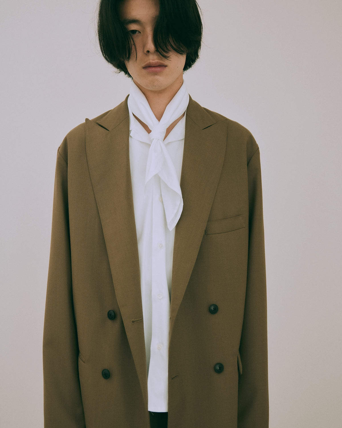 Suvin Giza Cotton Poplin Open-Collar Shirt