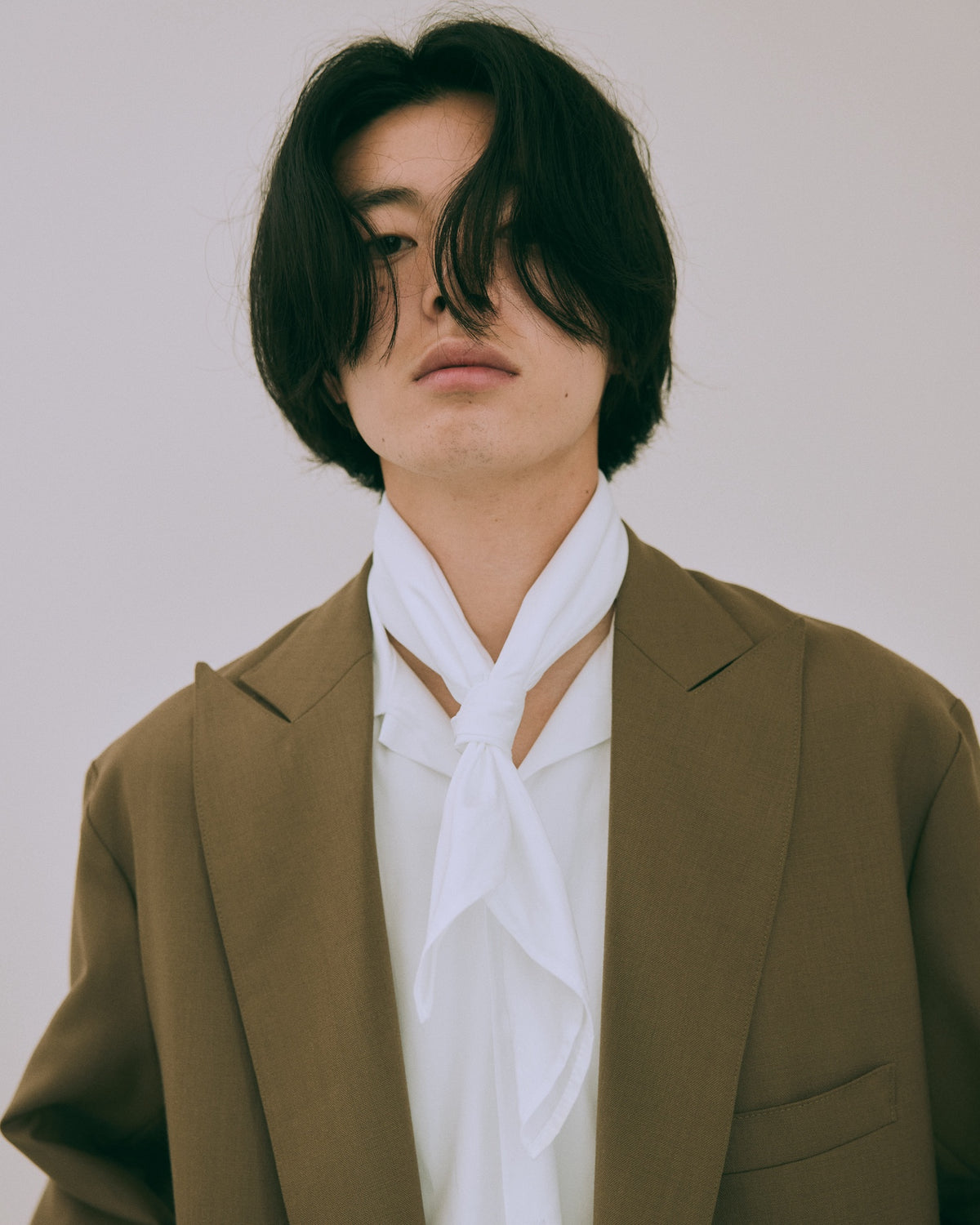 Suvin Giza Cotton Poplin Open-Collar Shirt