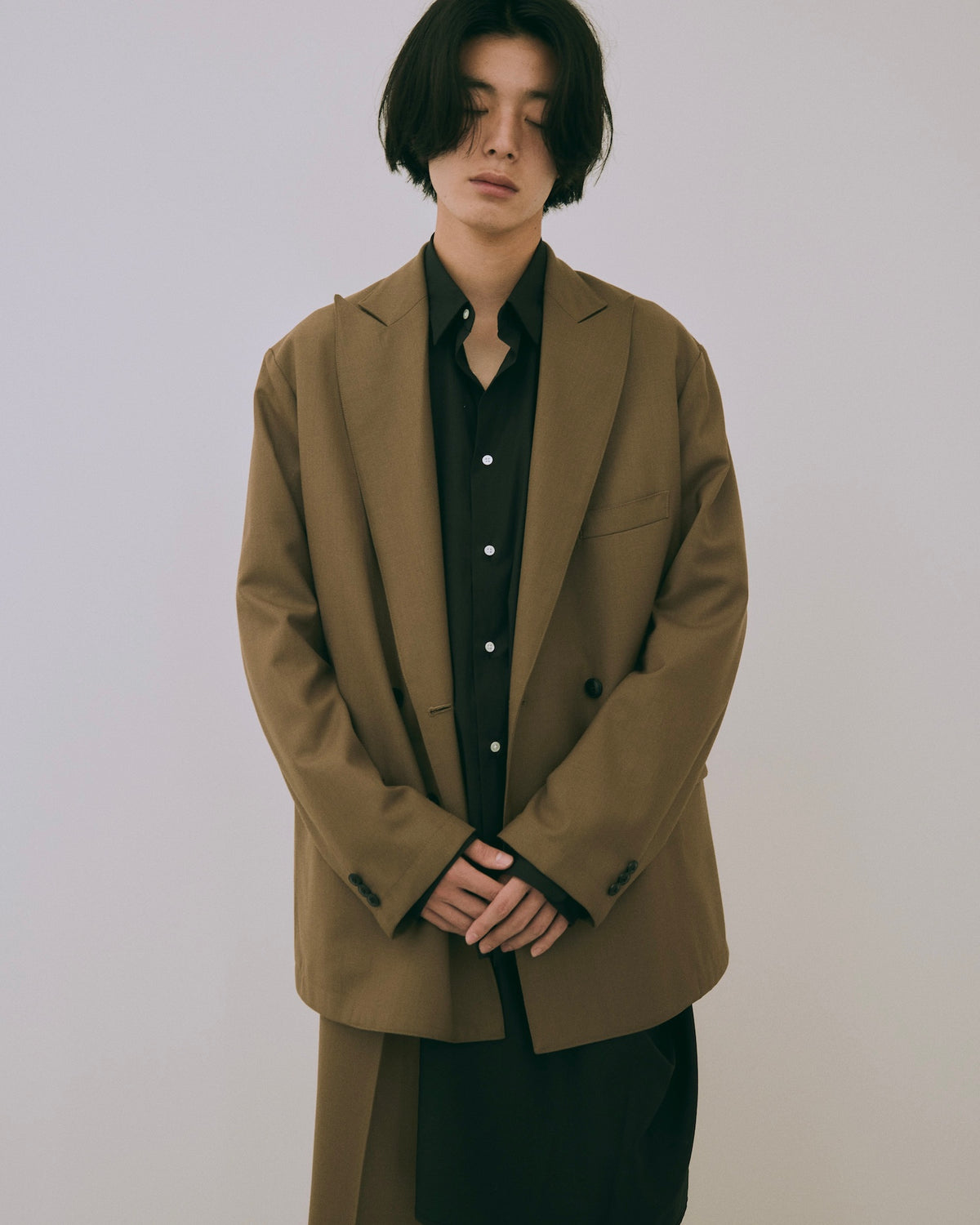 High-Twist Bishu Wool Double-Breasted Jacket