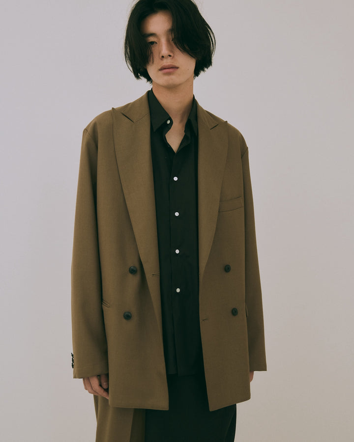 High-Twist Bishu Wool Double-Breasted Jacket