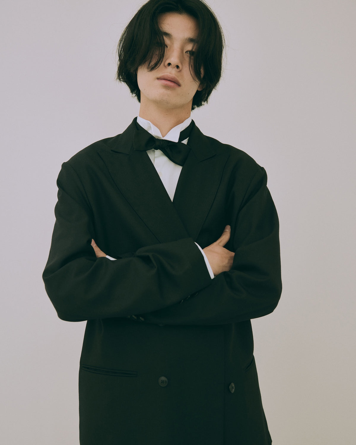 High-Twist Bishu Wool Double-Breasted Jacket