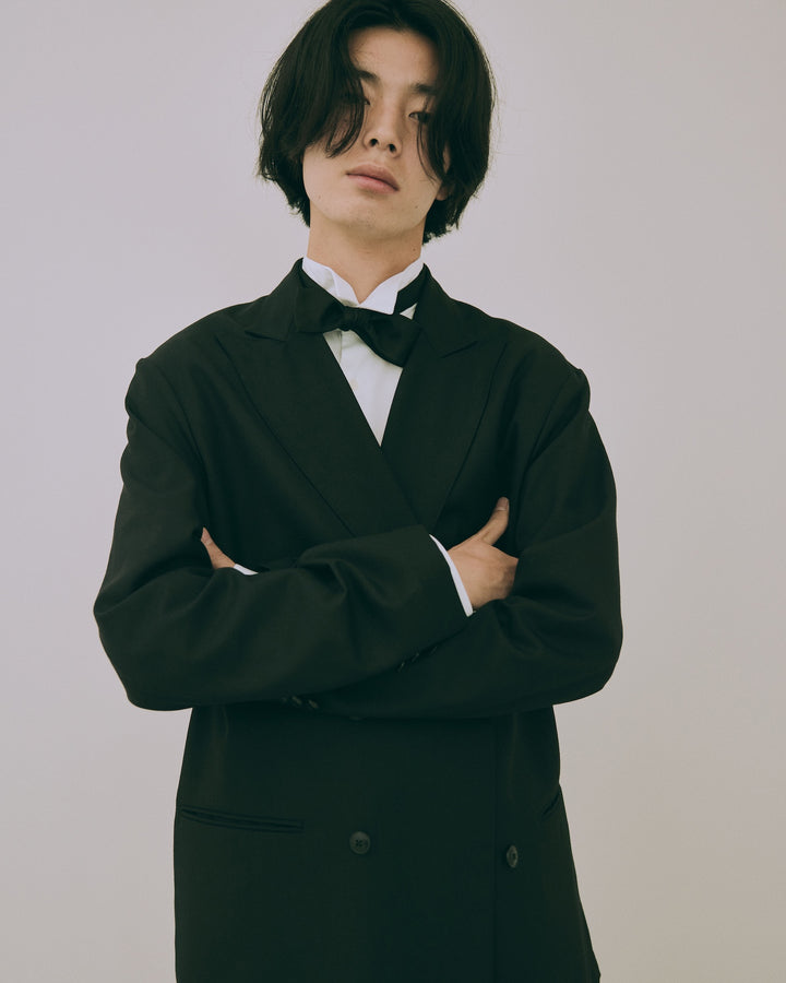High-Twist Bishu Wool Double-Breasted Jacket