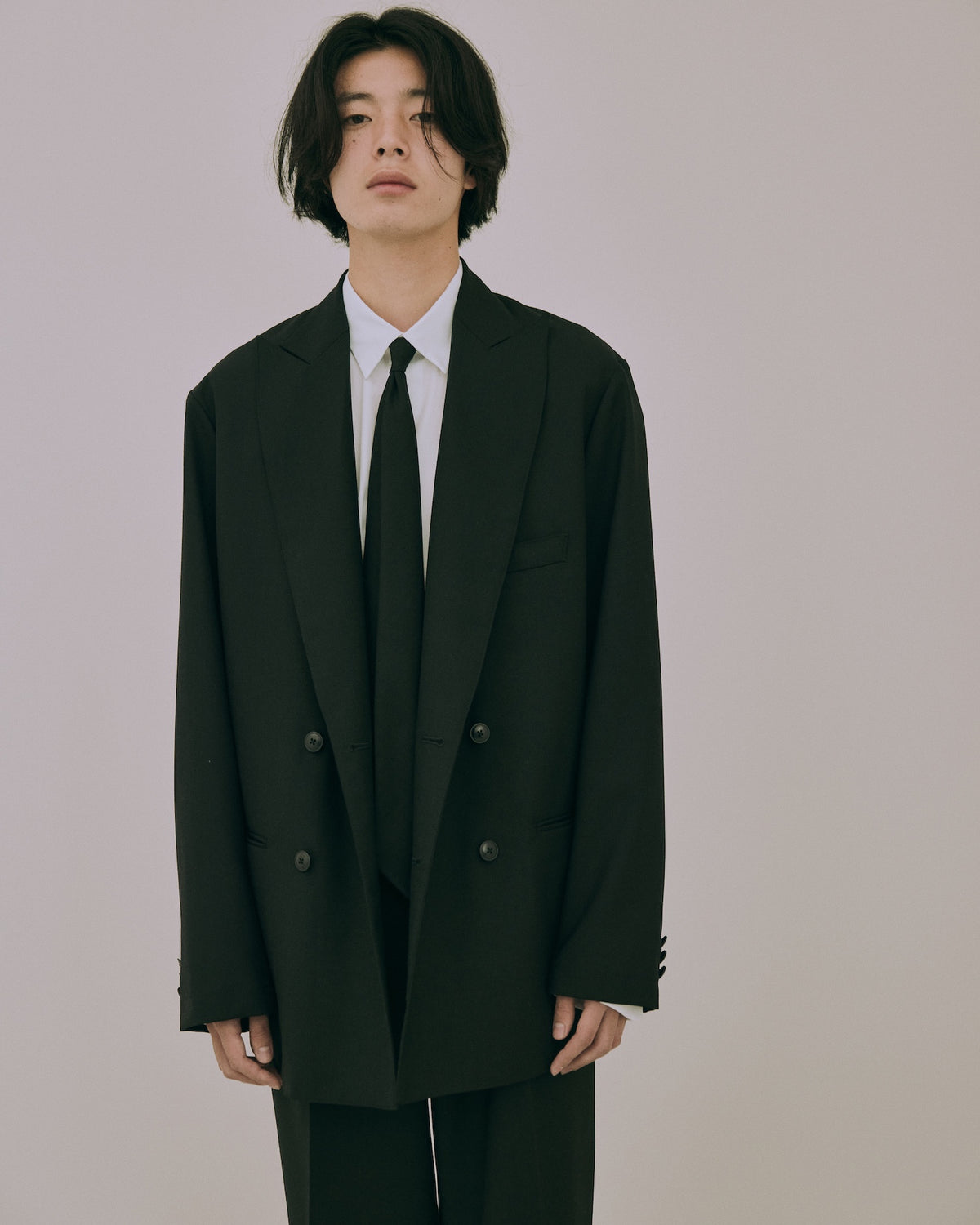High-Twist Bishu Wool Double-Breasted Jacket