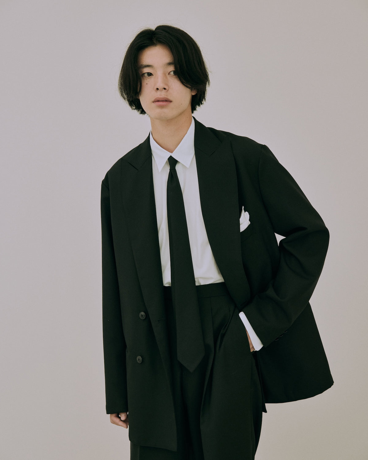 High-Twist Bishu Wool Double-Breasted Jacket