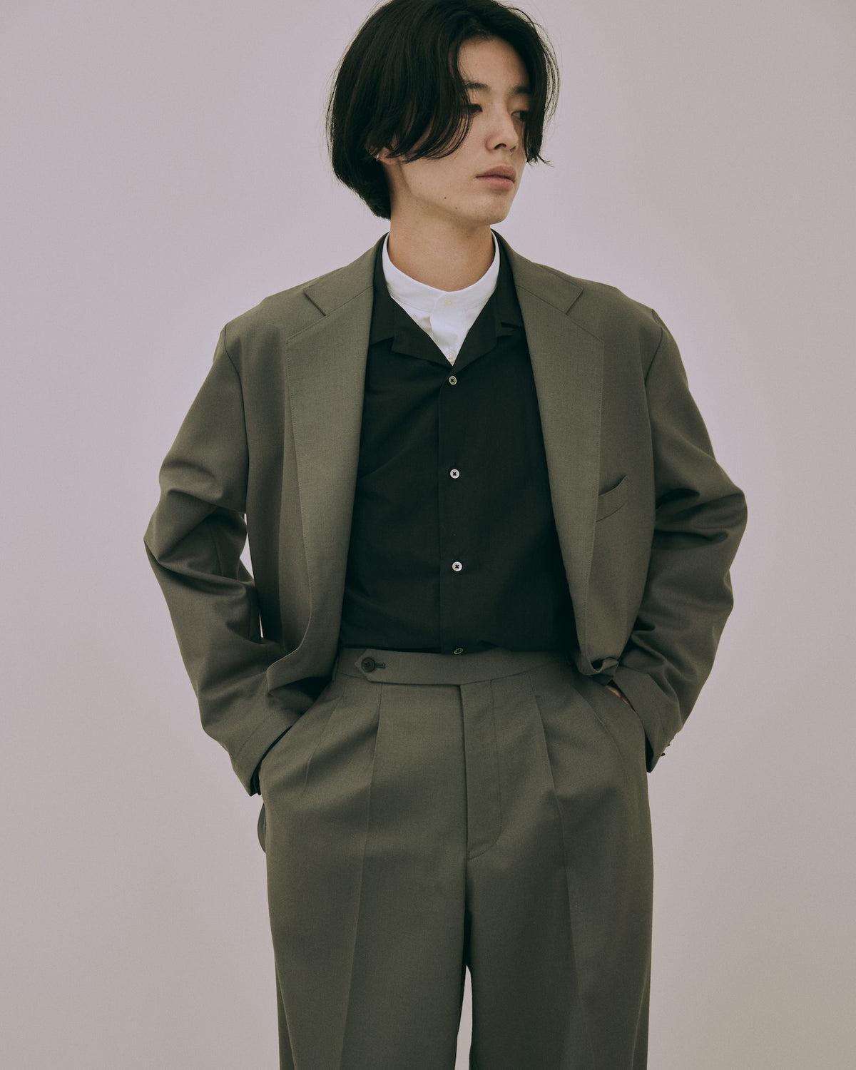80/1 Cotton Typewriter Open-Collar Shirt