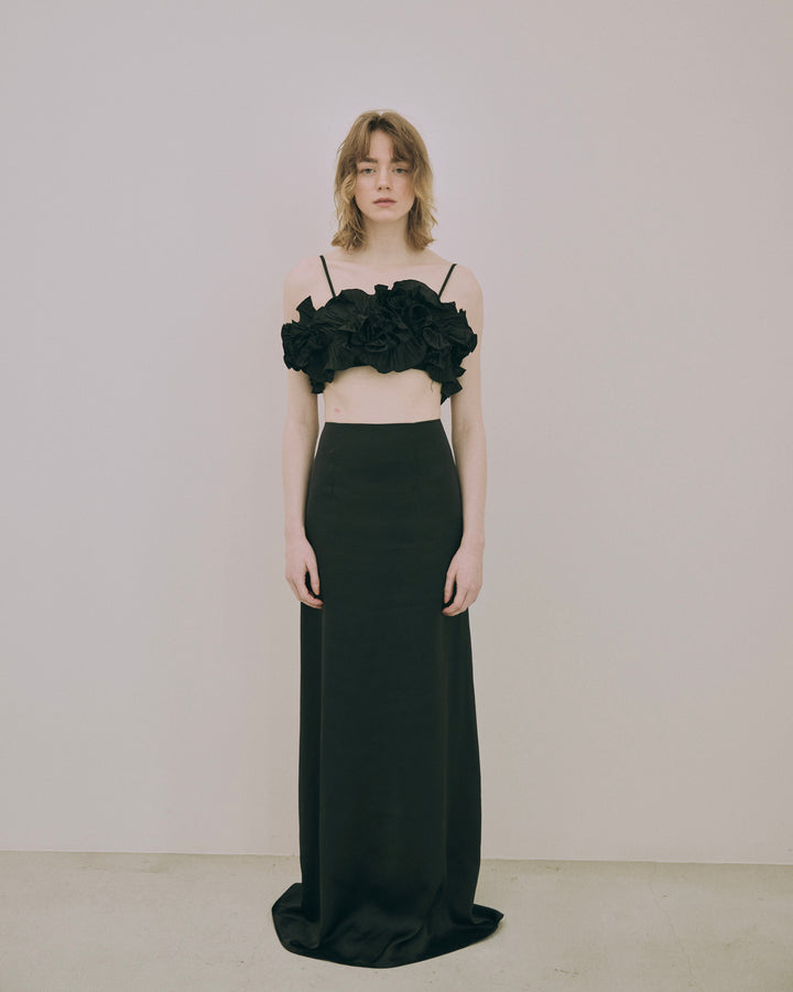Taffeta Pleated Motif Bustier