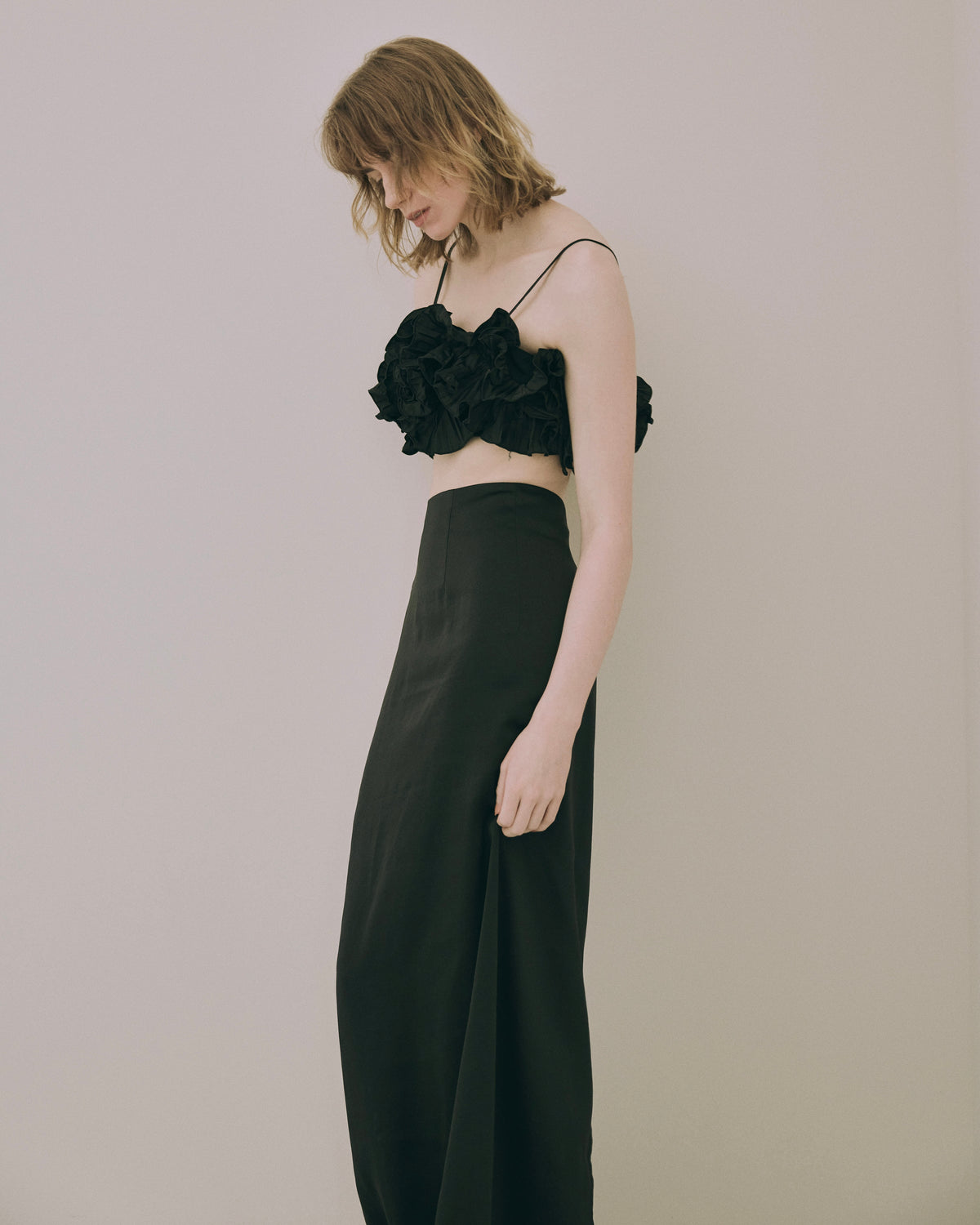 Taffeta Pleated Motif Bustier