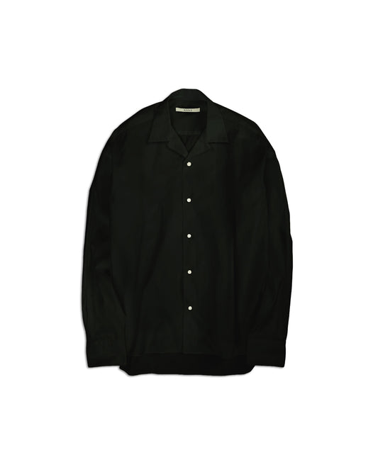 Suvin Giza Cotton Poplin Open-Collar Shirt