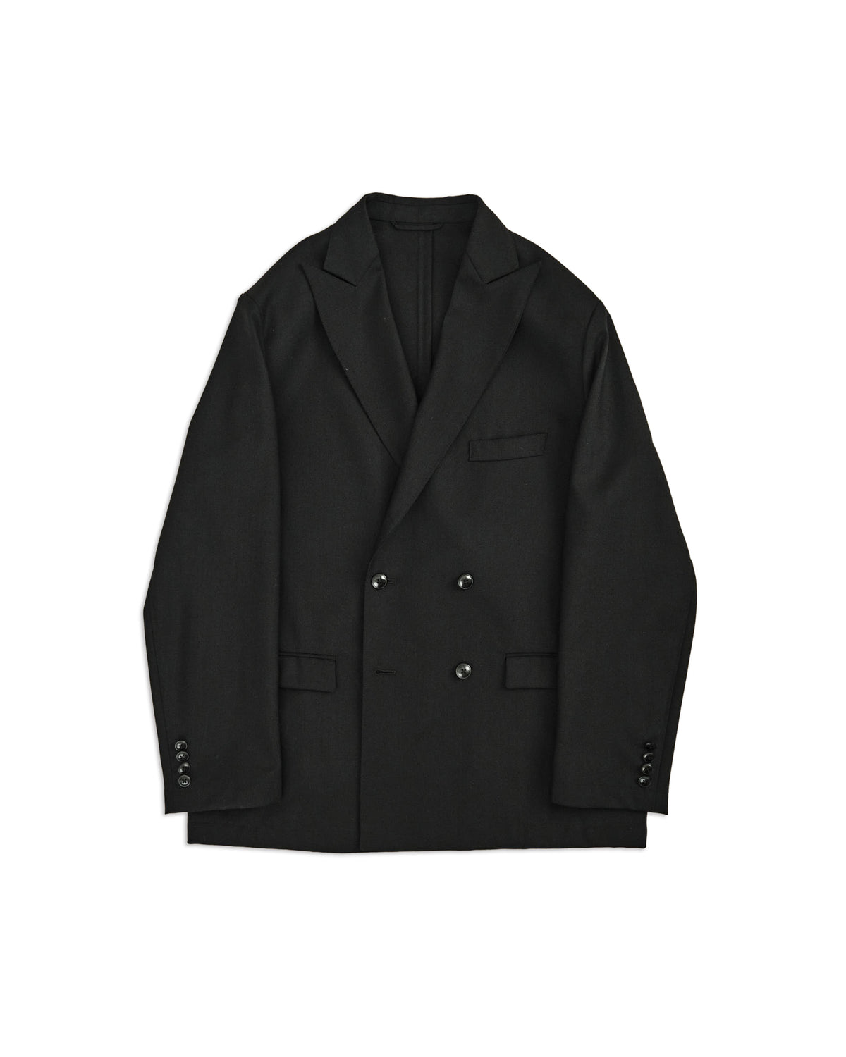 High-Twist Bishu Wool Double-Breasted Jacket