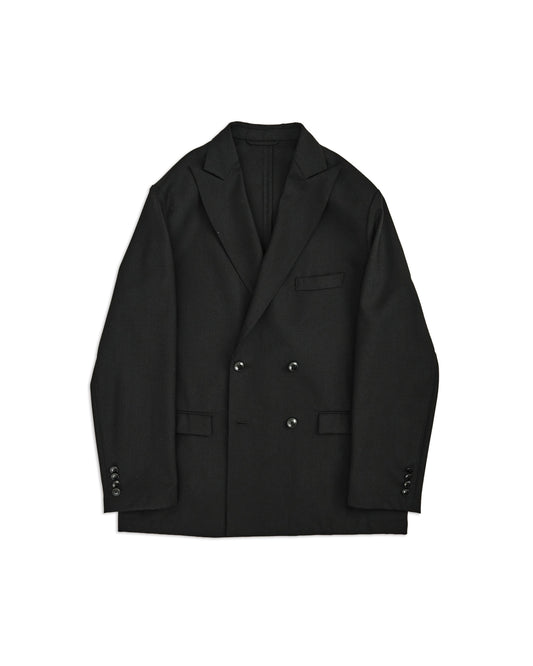 High-Twist Bishu Wool Double-Breasted Jacket
