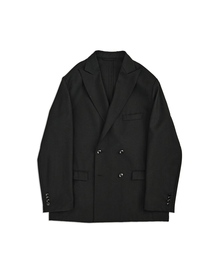 High-Twist Bishu Wool Double-Breasted Jacket