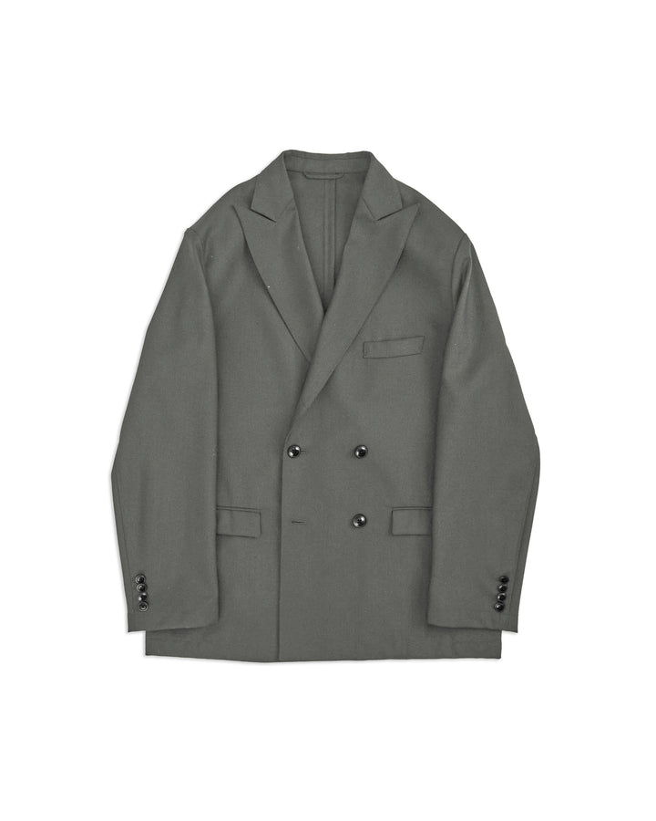 High-Twist Bishu Wool Double-Breasted Jacket