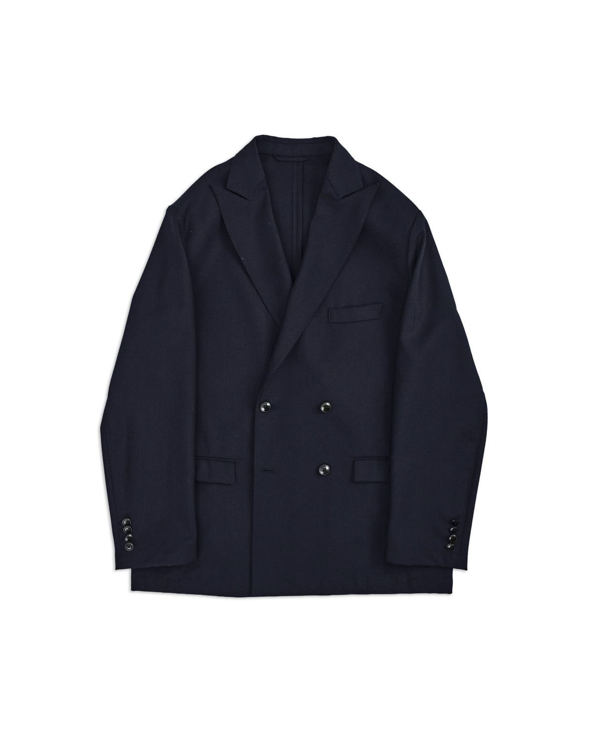 High-Twist Bishu Wool Double-Breasted Jacket