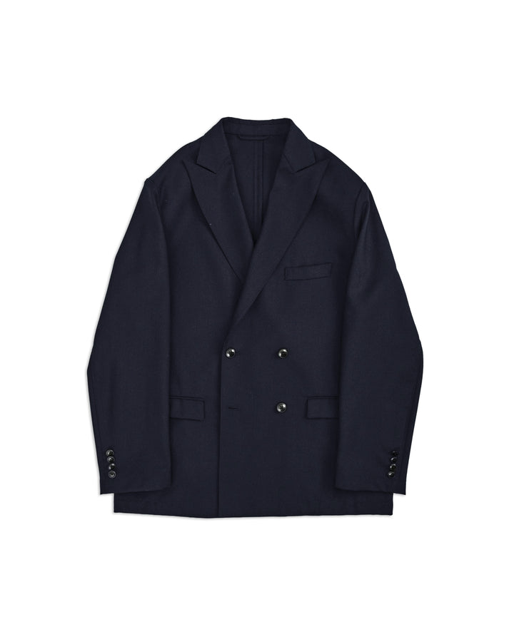 High-Twist Bishu Wool Double-Breasted Jacket