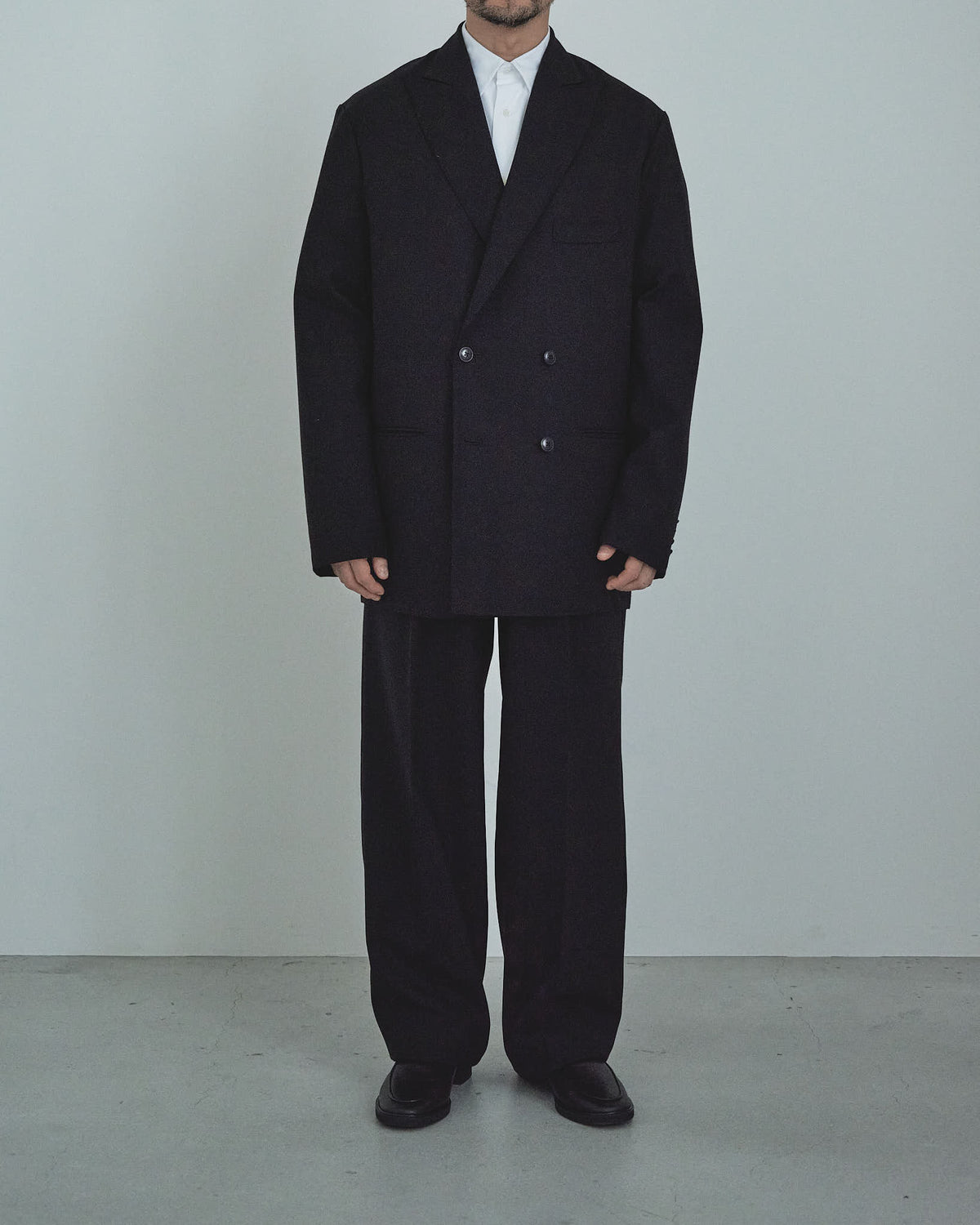 High-Twist Bishu Wool Double-Breasted Jacket