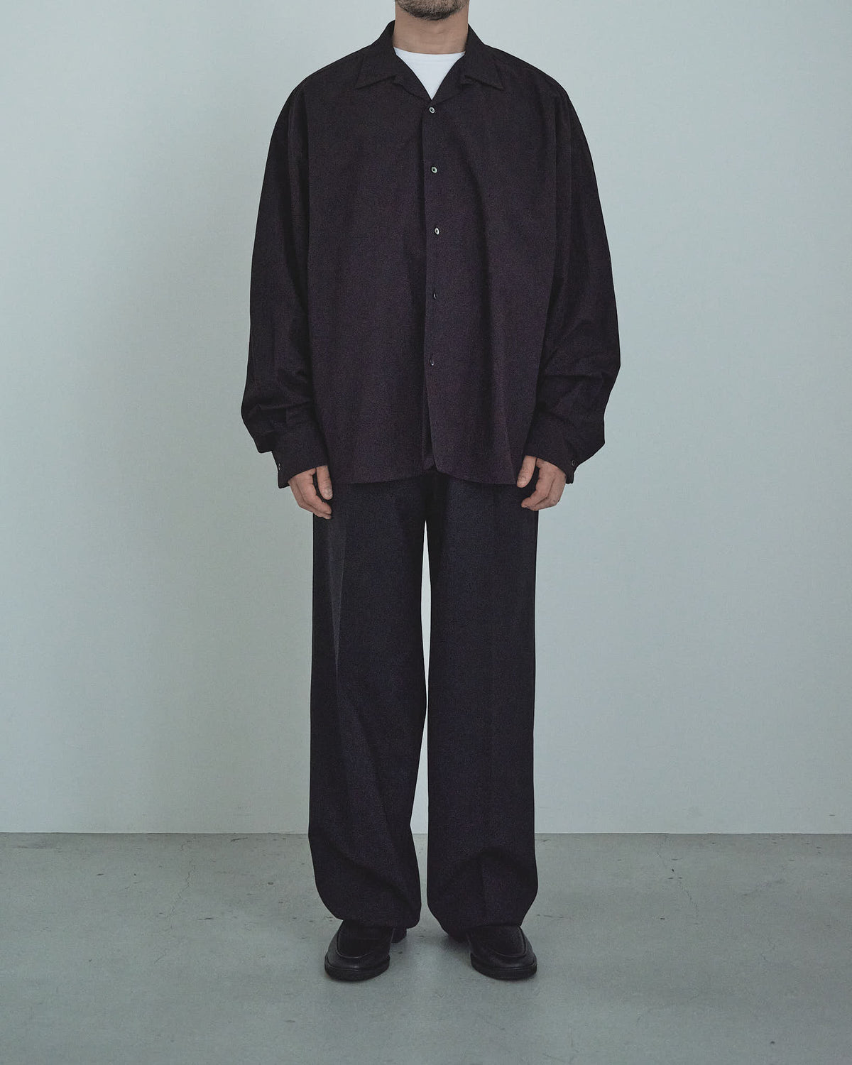 80/1 Cotton Typewriter Open-Collar Shirt